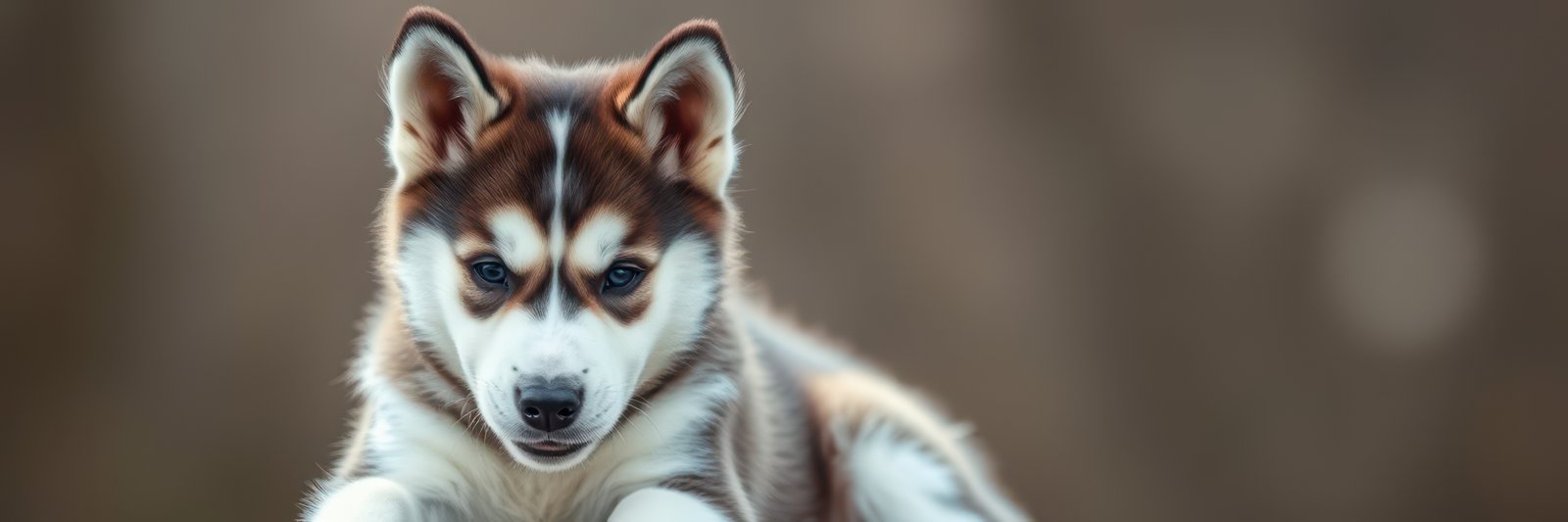 Playful husky puppy exploring outdoors on a sunny day in a natural setting with soft background